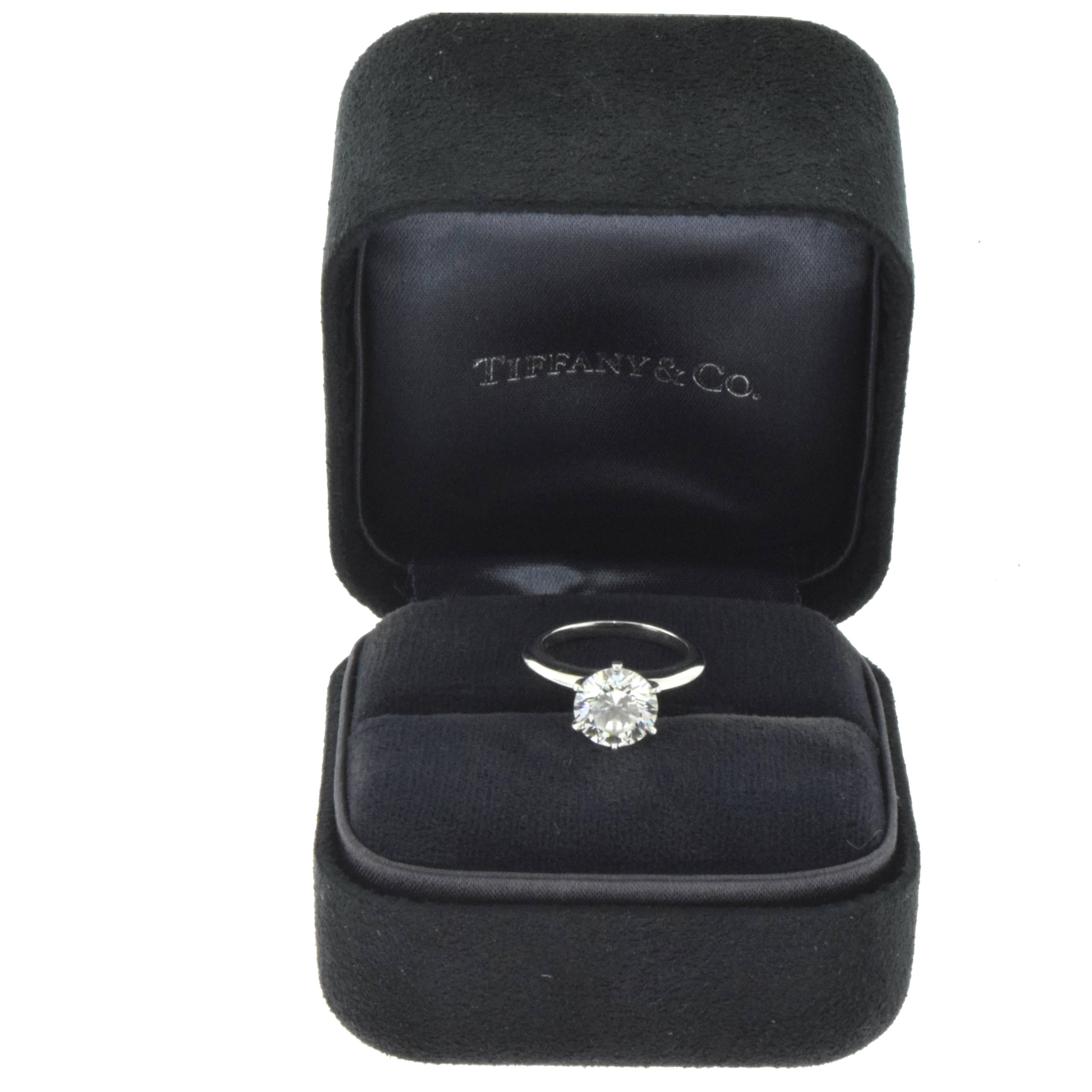 Designer: Tiffany & Co.
Ring Size: 4 (this ring is sizable)
Metal: Platinum
Metal Purity: 950
Stones: Diamond
Diamond Color: F
Diamond Clarity: VS2
Total Carat Weight: 2.19 ct
Hallmark: Tiffany & Co. PT950 Serial Number 2.19ct