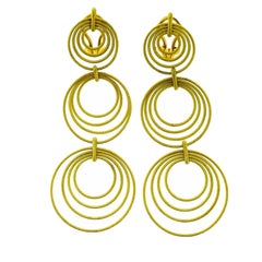 Buccellati Hawaii-Waikiki Yellow Gold Graduated Circles Dangle Drop Earrings