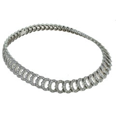 Cartier 'C De Cartier' Double C 18 Karat White Gold Diamond Choker Necklace