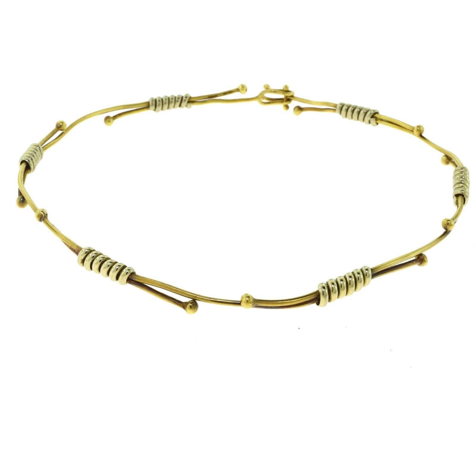 Cartier "Tigresse" Yellow and White Gold Twist Cable Choker Vintage Necklace For Sale
