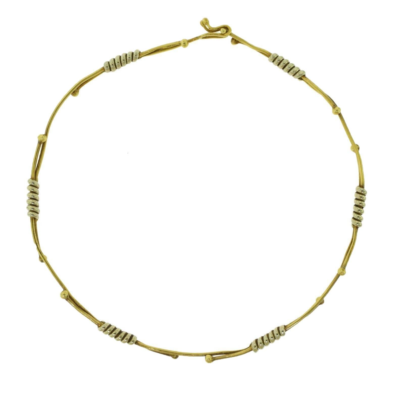 A vintage choker designed and created by Cartier. Twirling and twisting, this cable choker rests atop the neck in such a subtle and elegant way, it is sure to stun and turn heads.

Item Specifications:
Designer: Cartier
Style: Twist Cable