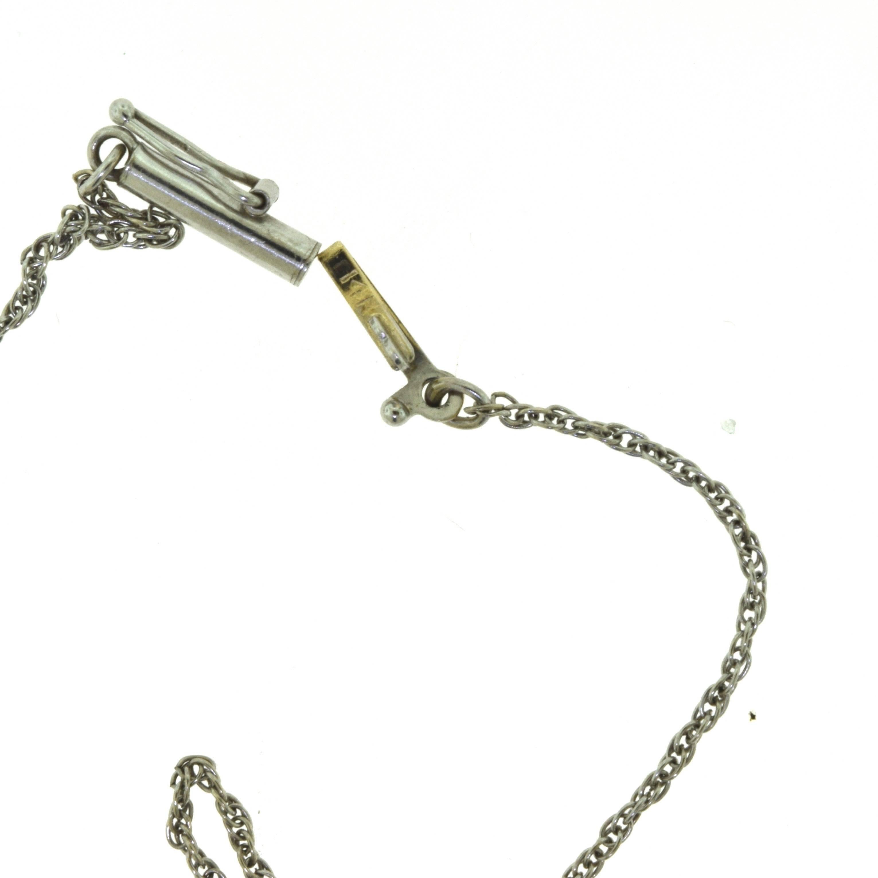 Women's or Men's Vintage Solitaire Diamond White Gold Flower Pendant Necklace For Sale