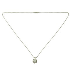 Vintage Solitaire Diamond White Gold Flower Pendant Necklace
