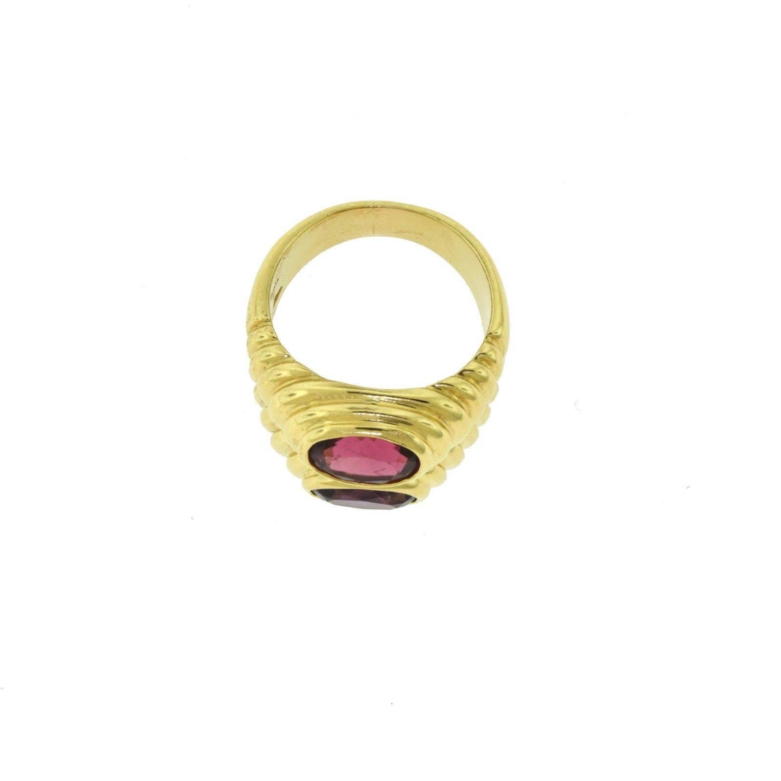 Women's BVLGARI Vintage Amethyst and Rubellite Yellow Gold Ring For Sale