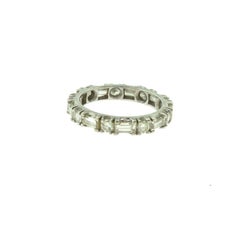 Round and Baguette Diamond Eternity Wedding White Gold Band, 2.13 TCW