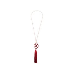 Tiffany & Co. Elsa Peretti Quadrifoglio  Red Silk Tassel Necklace