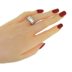 Baguette Diamond Half Eternity Platinum Band Ring, 2 Total Carats