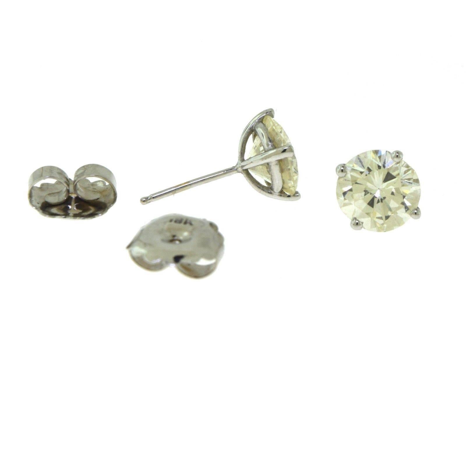 Round Cut Round Brilliant Cut Diamond Stud Earrings in 18k White Gold, 4.86 TCW For Sale