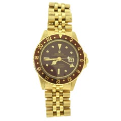 Rolex Montre GMT Master Chocolate avec cadran en or jaune 18 carats et cadran, réf. 1675