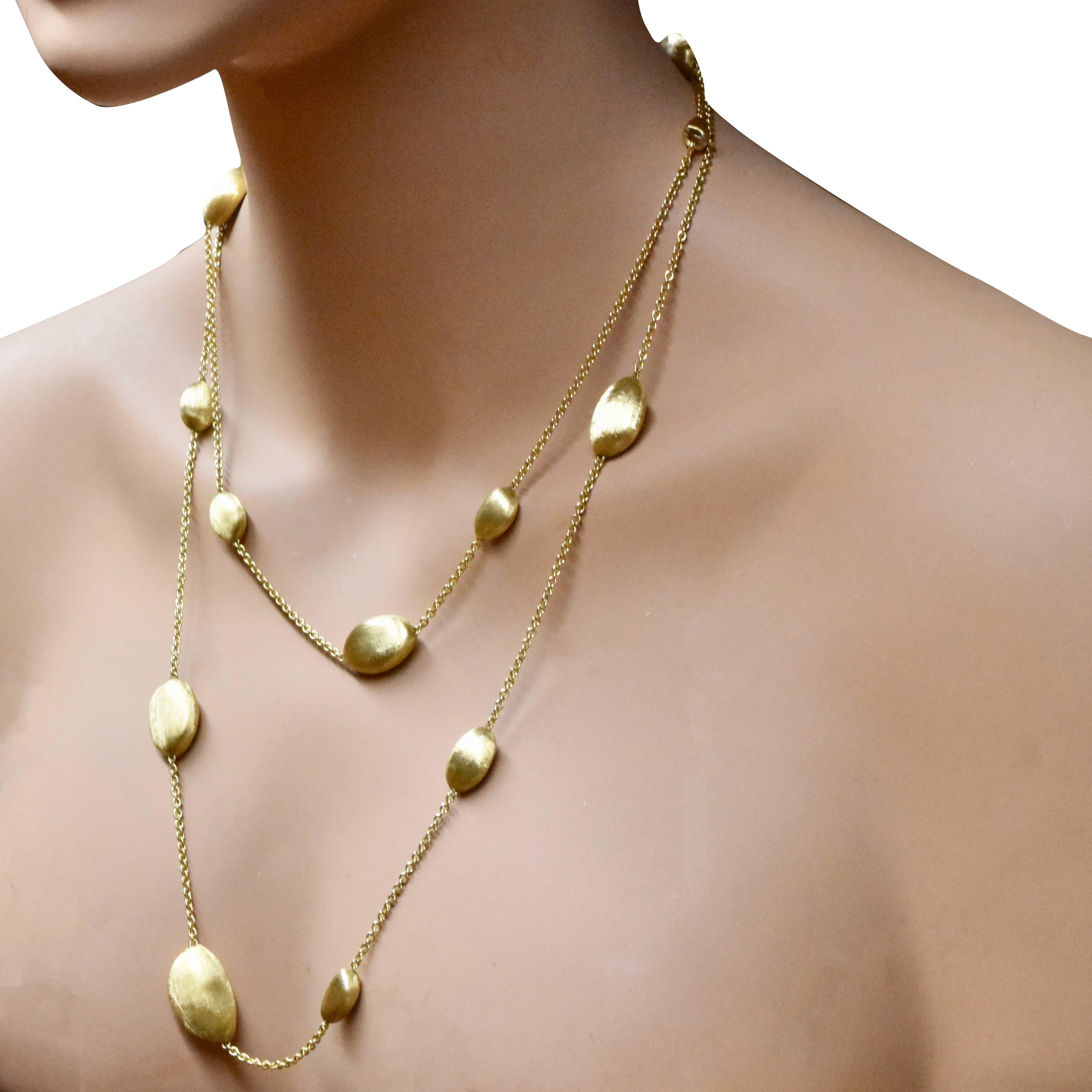 Marco Bicego Confetti Oro Very Long 18 Karat Yellow Gold Necklace For Sale 2