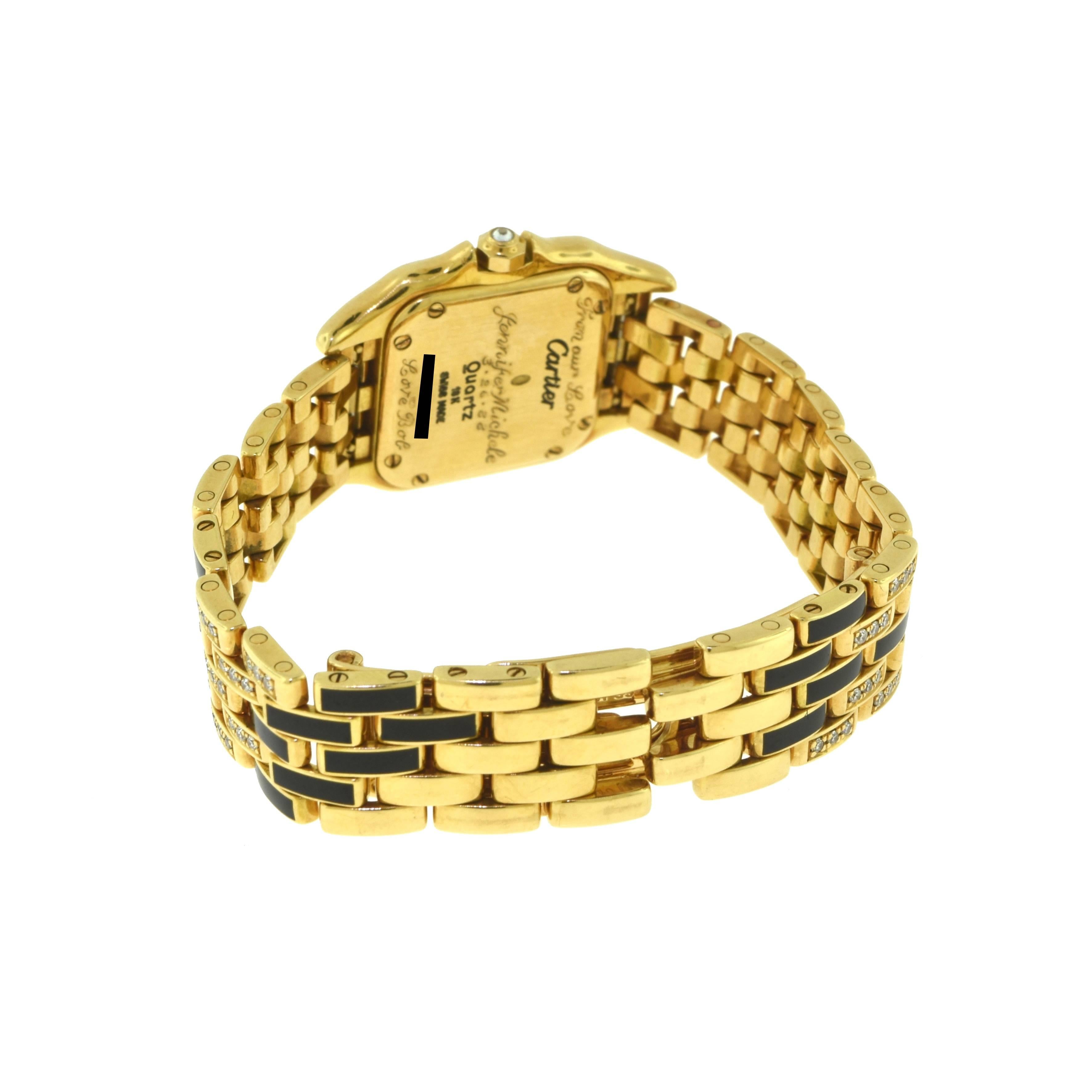 Cartier Panthère de Cartier Yellow Gold, Enamel, Diamond Ladies Quartz Watch For Sale 1