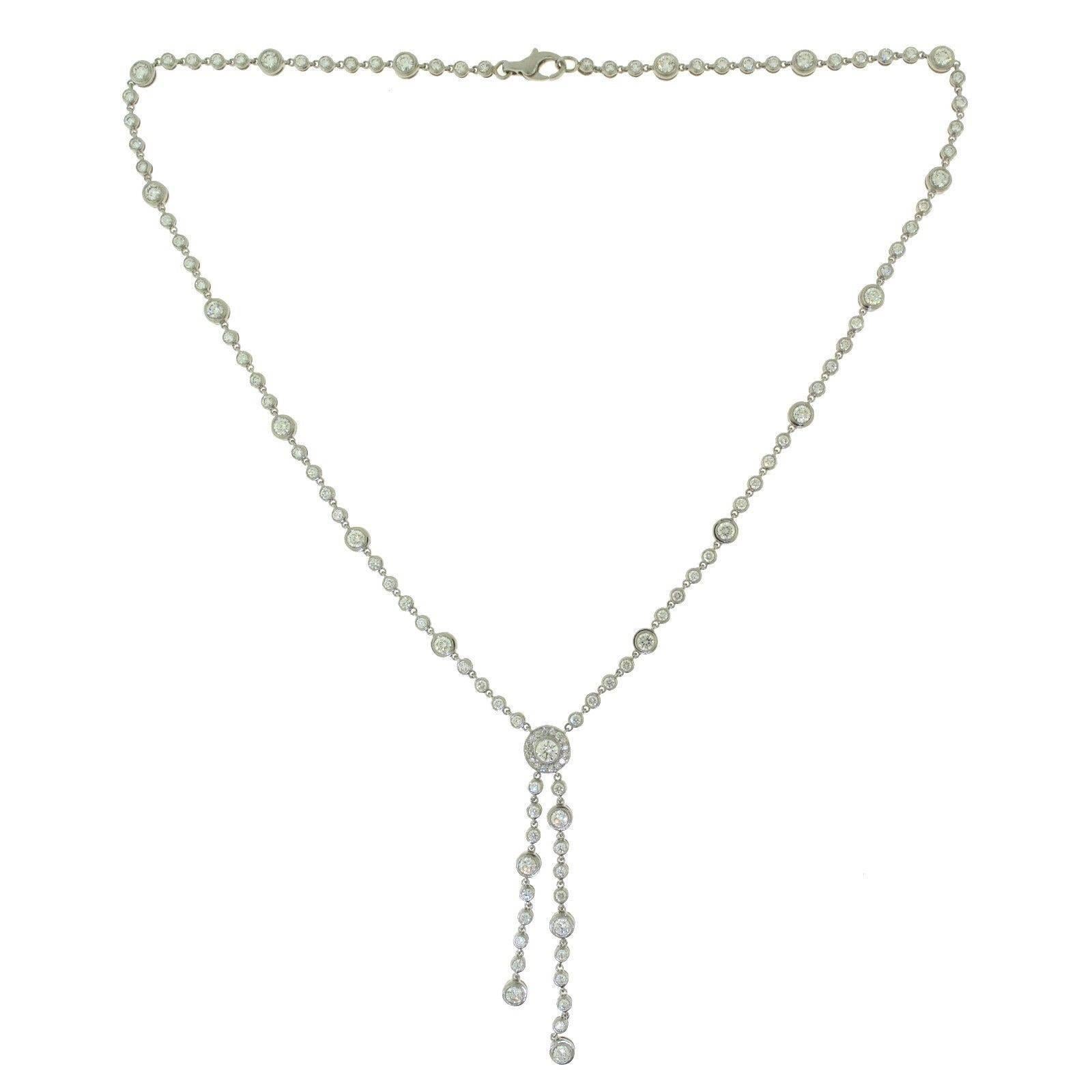 Tiffany & Co. Circlet Double Drop Diamond Necklace in Platinum For Sale