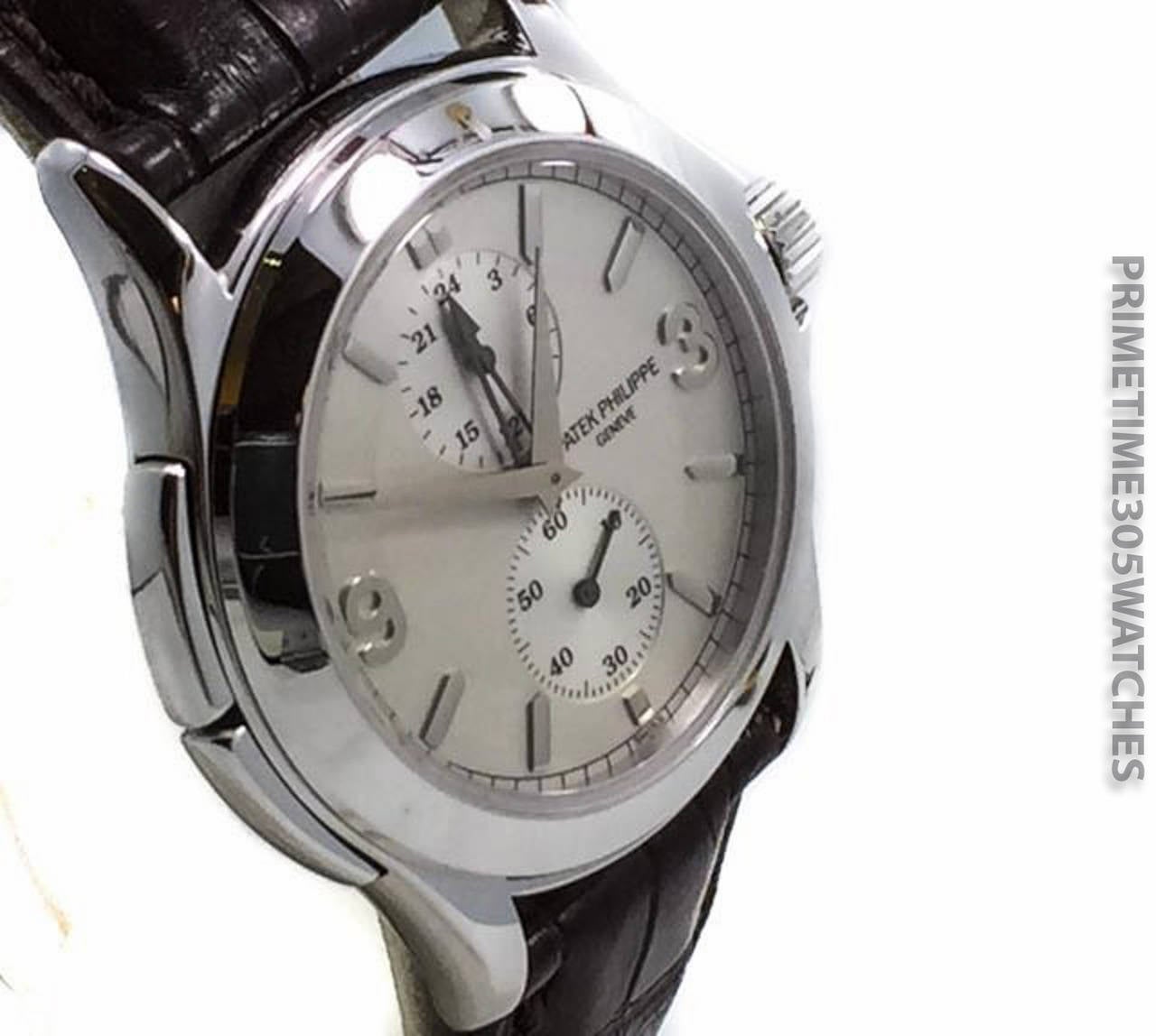 Modern Patek Philippe White Gold Travel Time Wristwatch Ref 5134G