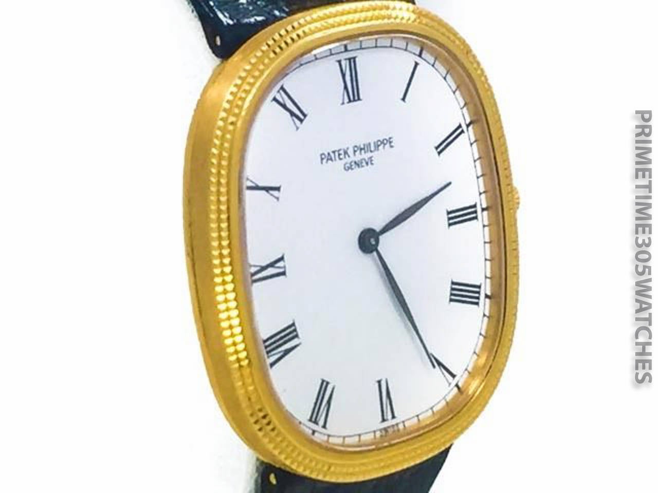 Modern Patek Philippe Yellow Gold Jumbo Ellipse Hobnail Bezel Automatic Wristwatch