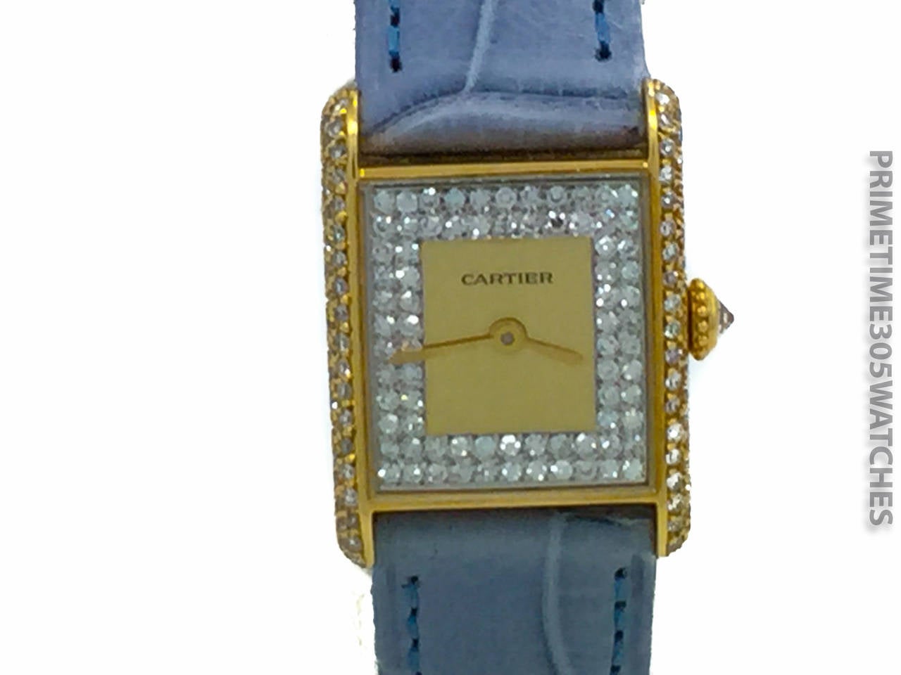 Modern Cartier Lady's Yellow Gold Tank Wristwatch