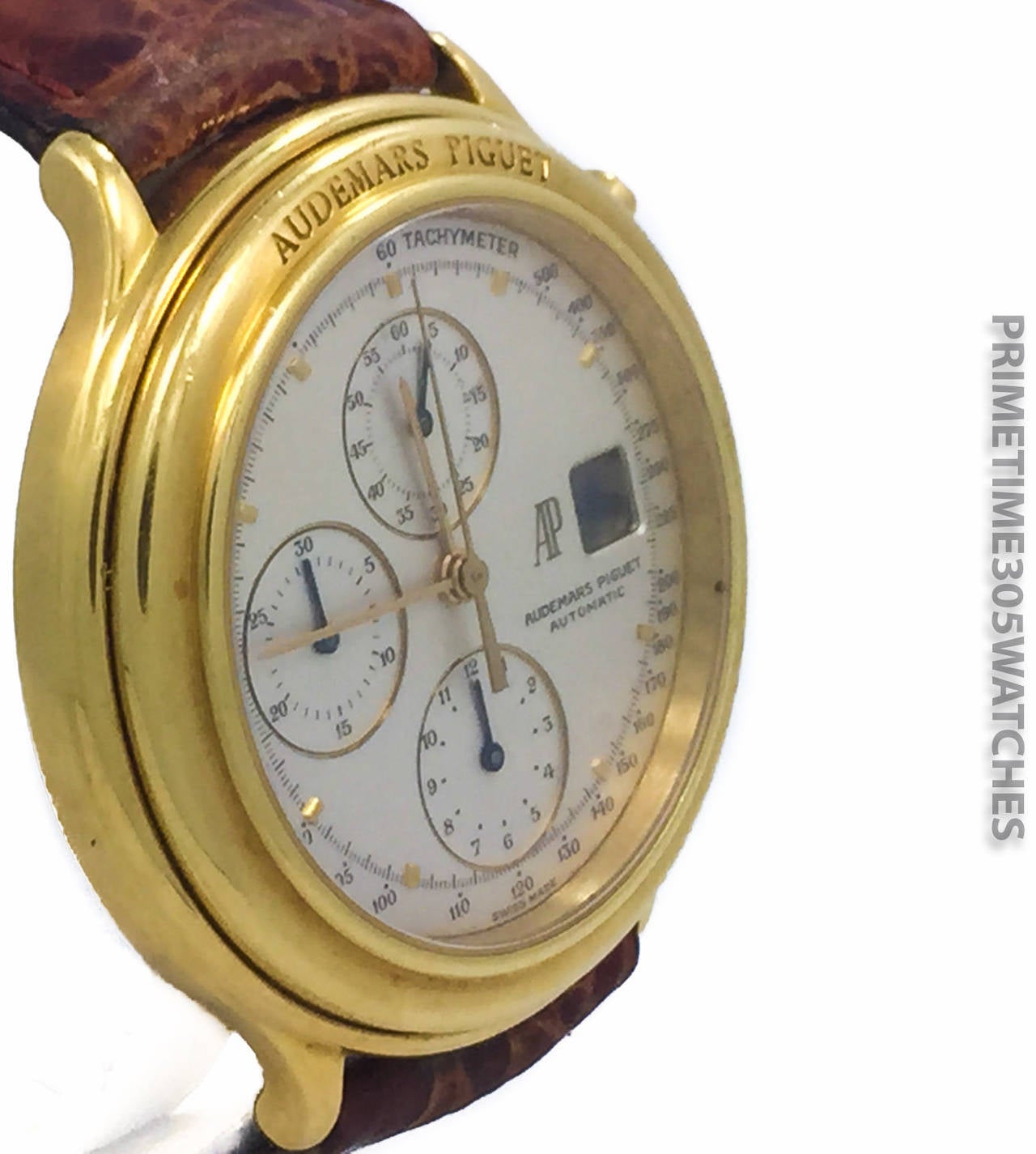Modern Audemars Piguet Yellow Gold Huitieme Chronograph Wristwatch