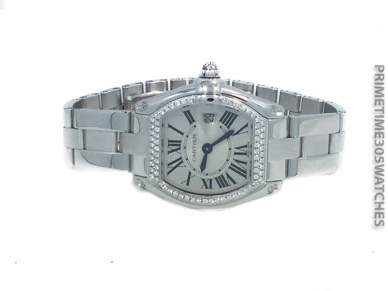 Women's Cartier Lady's White Gold Diamond Roadster Wristwatch Ref WE5002X2