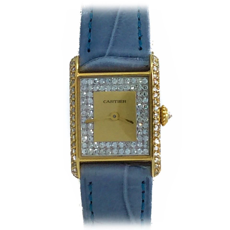 Cartier Lady's Yellow Gold Tank Wristwatch