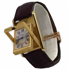 Cartier Yellow Gold Limited Edition Tank Basculante Reverso Wristwatch