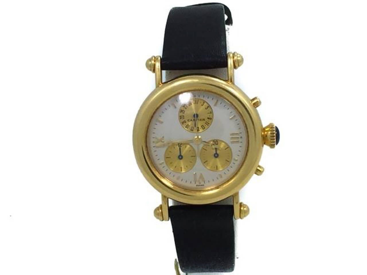 Modern Cartier Yellow Gold Diabolo Chronograph Wristwatch