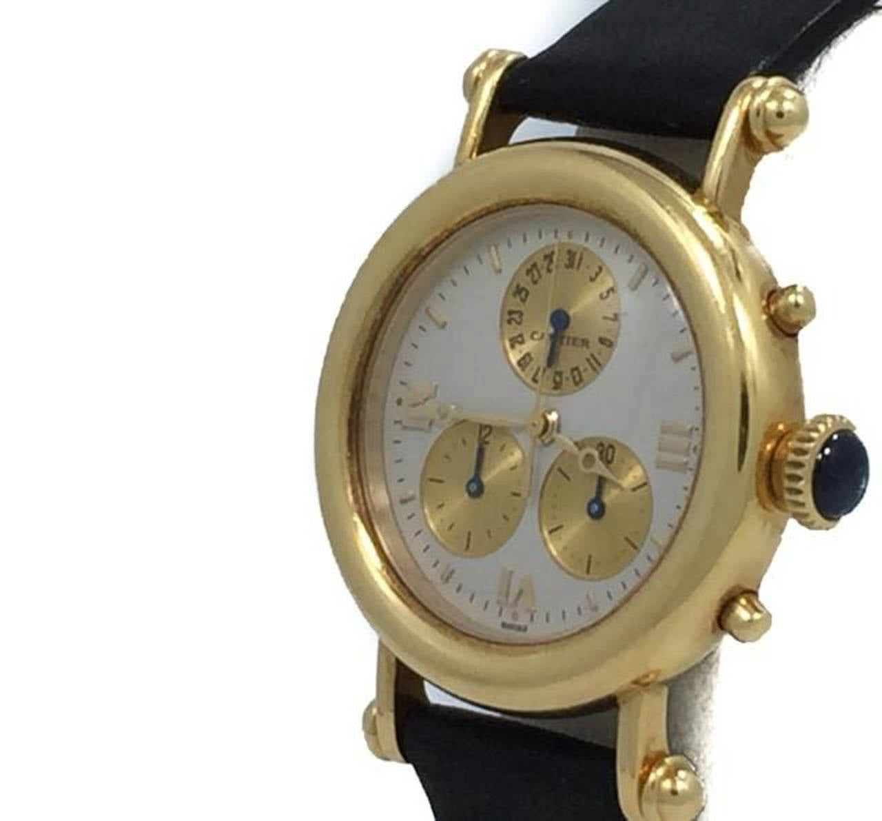 Cartier Yellow Gold Diabolo Chronograph Wristwatch In Good Condition In Miami, FL