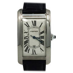 Cartier White Gold Tank Americaine Automatic Wristwatch Ref W2603256