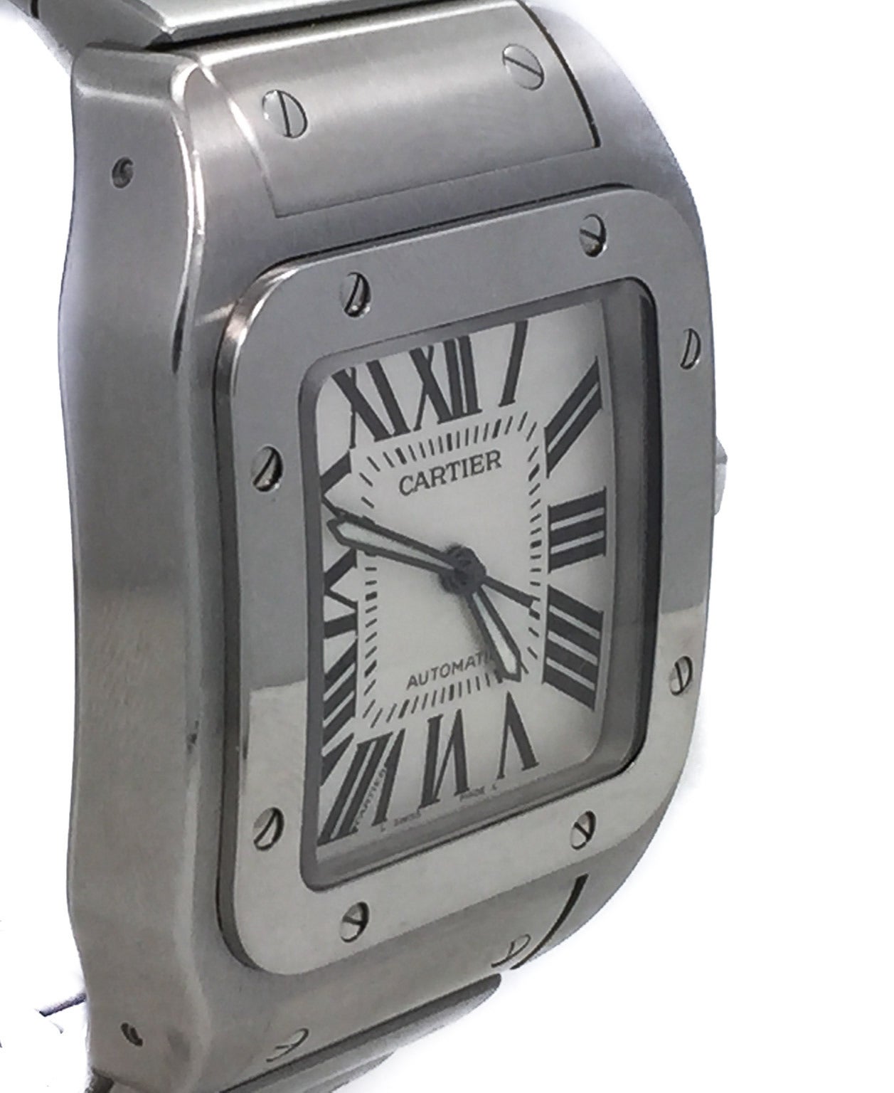 Cartier Stainless Steel Santos 100 Automatic Wristwatch Ref W200737G In Excellent Condition In Miami, FL