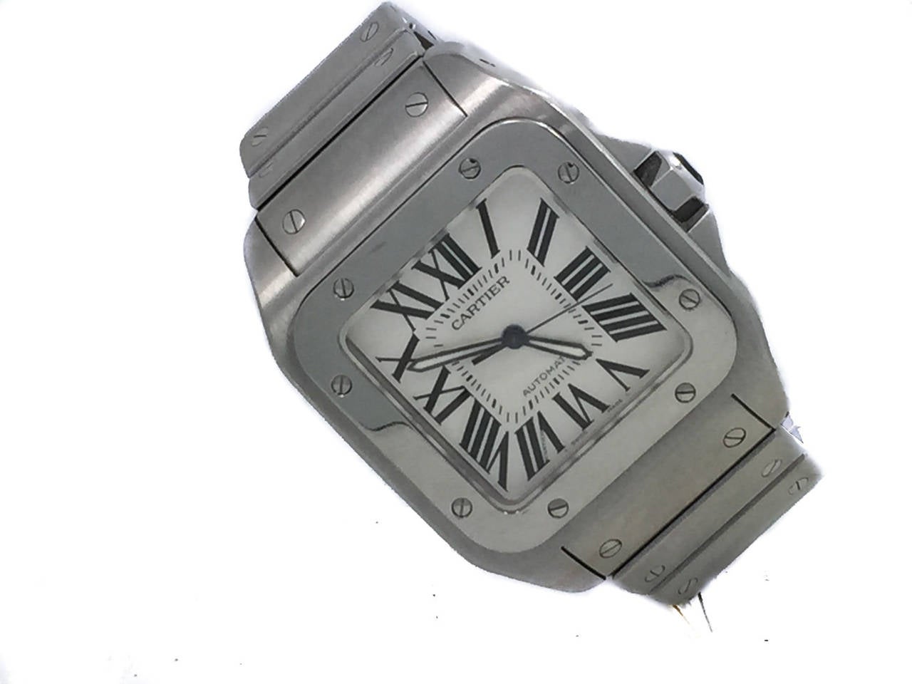 Mens Cartier Santos 100 Large on Bracelet in Stainless Steel, Ref W200737G. The Watch is in Excellent Condition & Keeping Perfect Time, Movement is Operated by Automatic Mechanical Winding. The Watch Bracelet fits up to around a 7 1/2 Inch Wrist. No