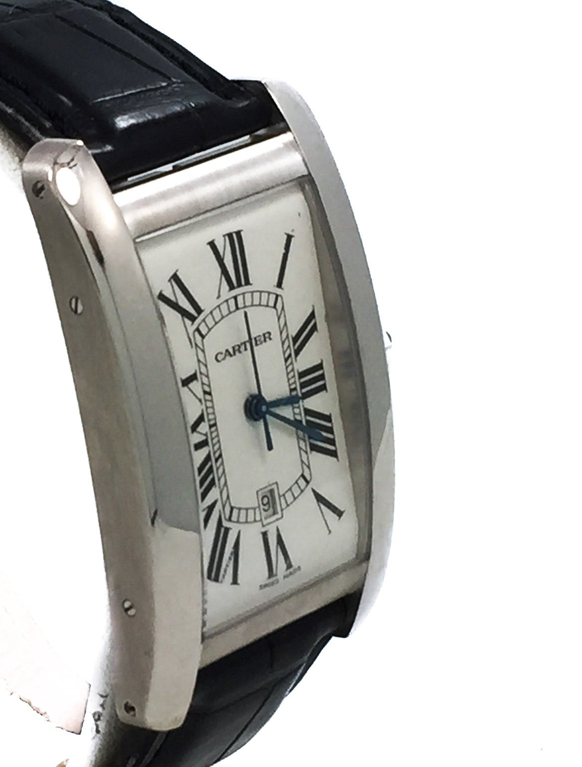 Men's Cartier White Gold Tank Americaine Automatic Wristwatch Ref W2603256
