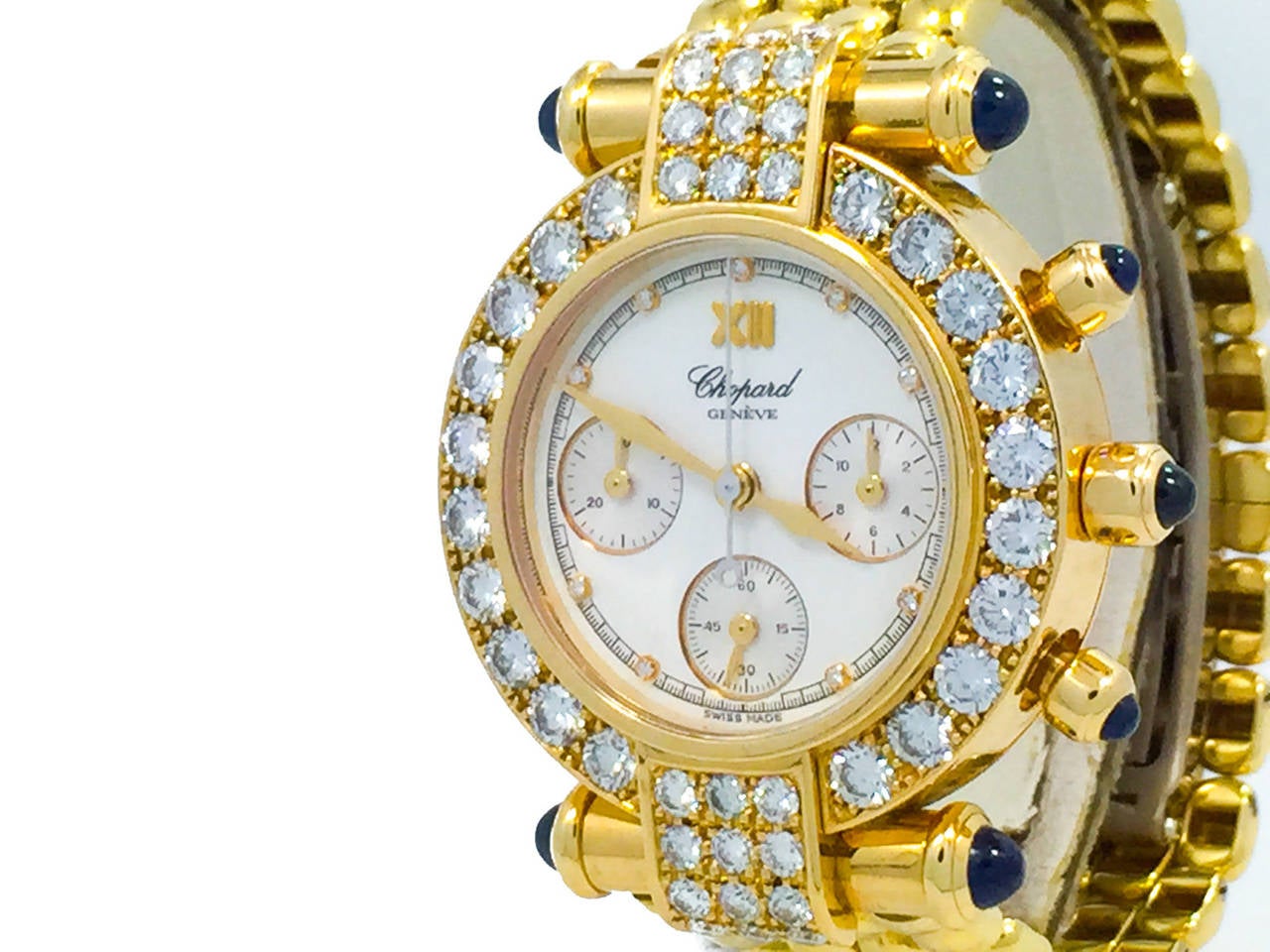 Chopard Lady's Yellow Gold Diamond Bezel Imperial Chronograph Wristwatch In Excellent Condition In Miami, FL