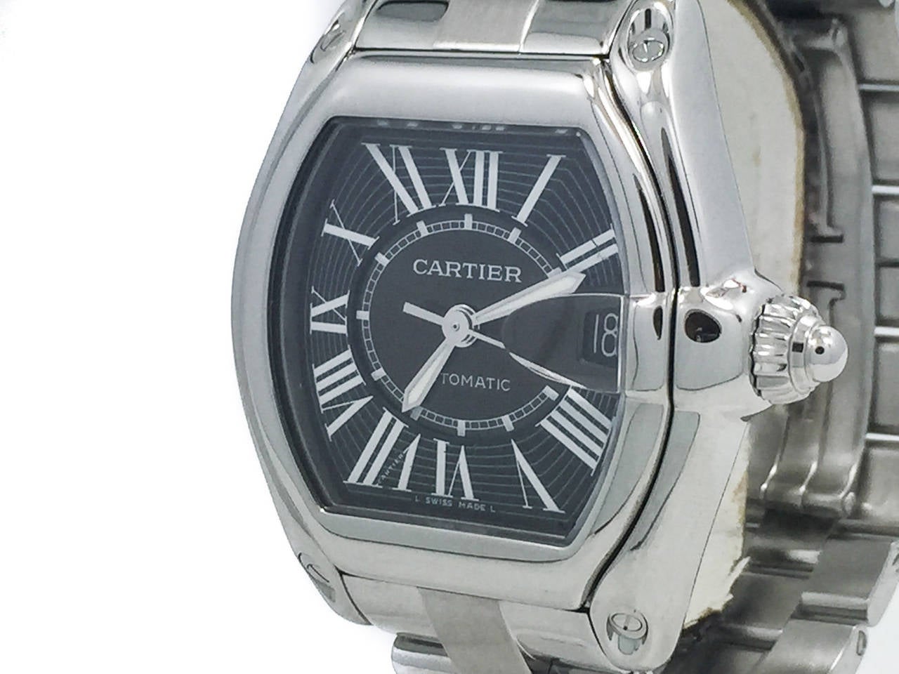 Cartier Stainless Steel Roadster Black Dial Automatic Wristwatch Ref W62041V3 1