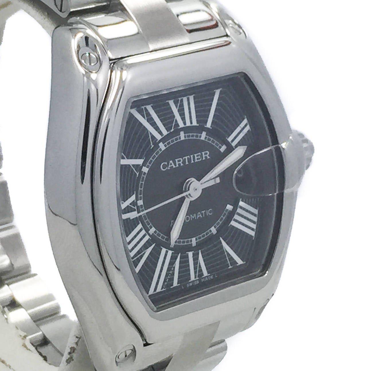 Men's Cartier Stainless Steel Roadster Black Dial Automatic Wristwatch Ref W62041V3