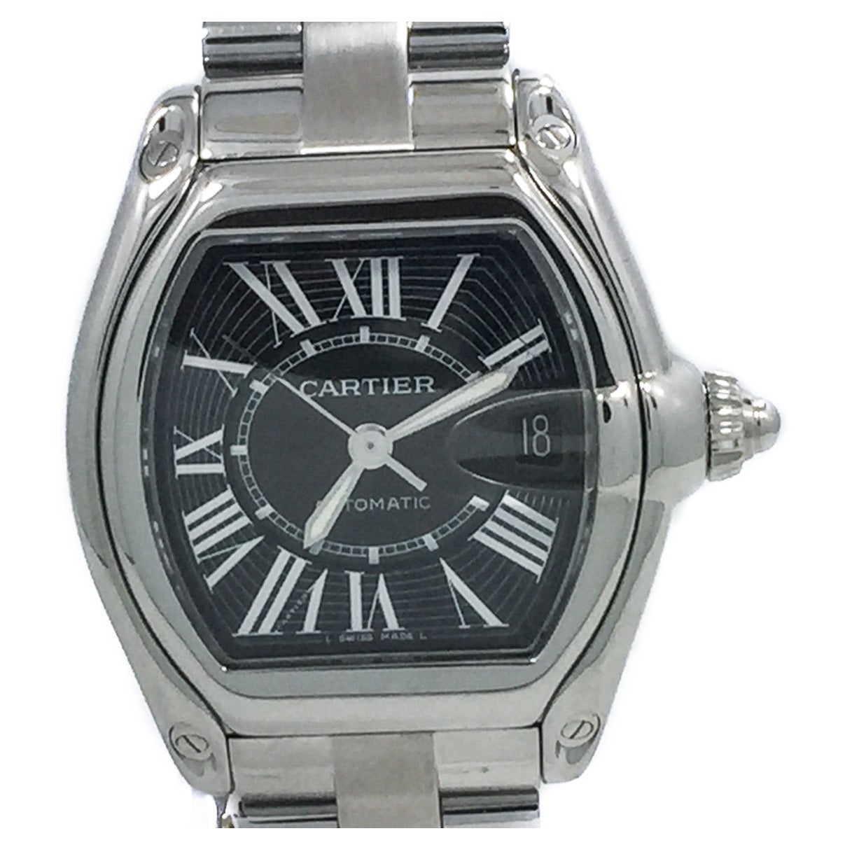 Cartier Stainless Steel Roadster Black Dial Automatic Wristwatch Ref W62041V3