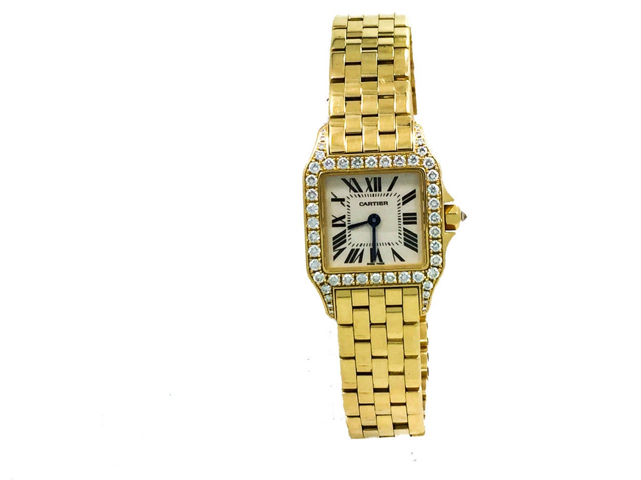 Cartier Lady's Yellow Gold Diamond Demoiselle Wristwatch Ref WF9001Y7 In Excellent Condition In Miami, FL
