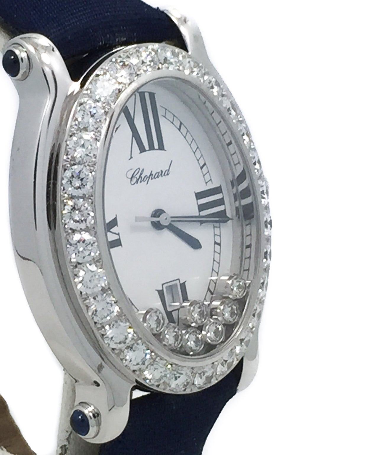 Chopard Lady's White Gold Diamond Bezel Happy Sport Oval Wristwatch at 1stdibs