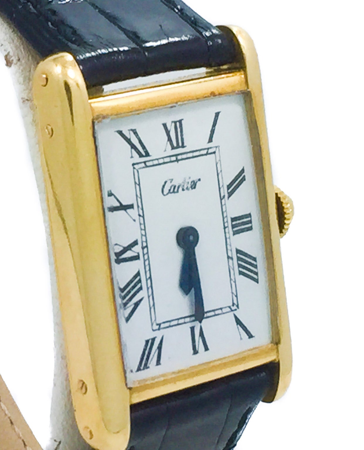 Cartier Yellow Gold XL Tank LeCoultre Movement Wristwatch In Excellent Condition In Miami, FL