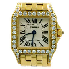 Cartier Lady's Yellow Gold Diamond Demoiselle Wristwatch Ref WF9001Y7