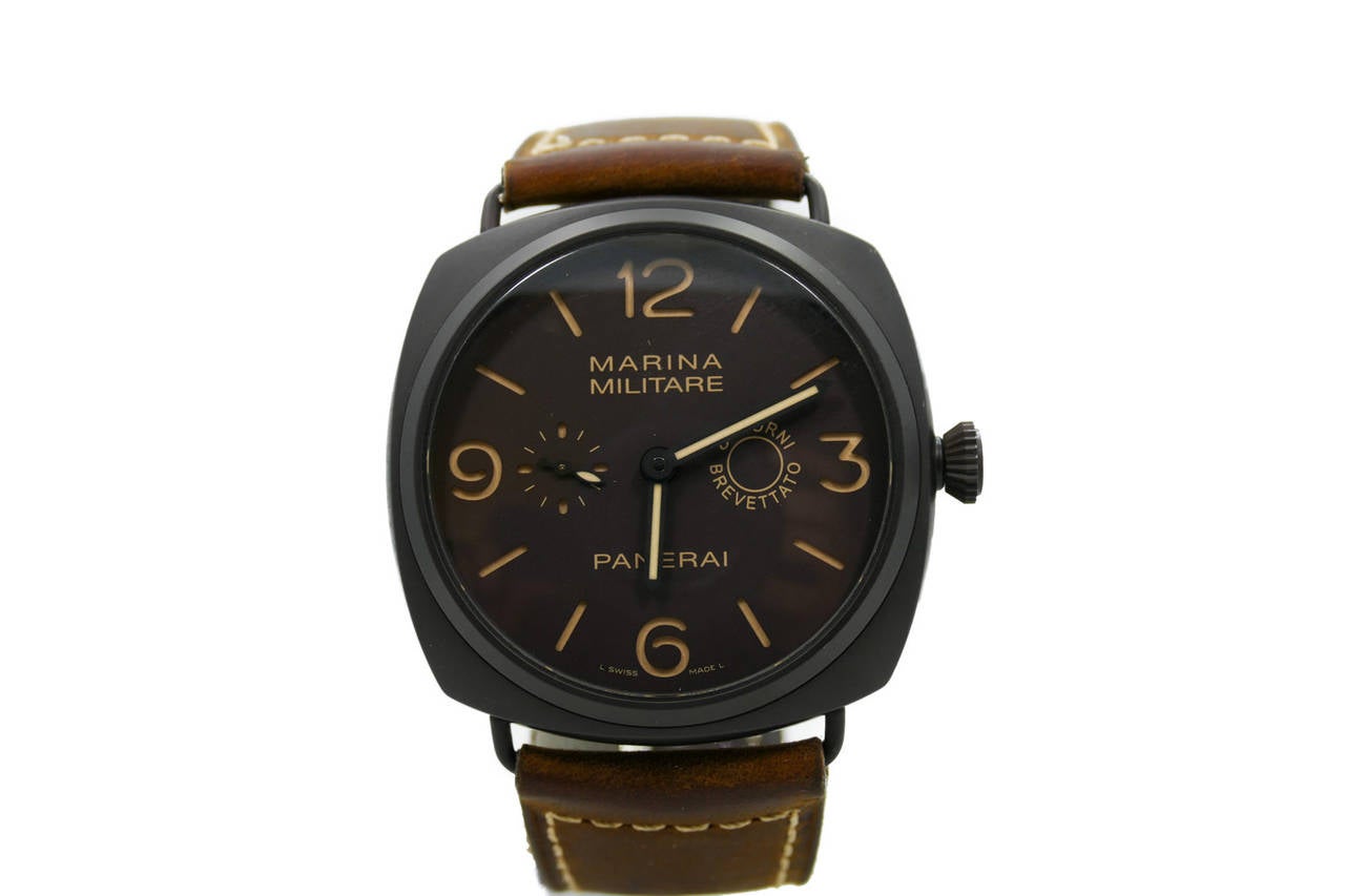 Mens 47mm PANERAI PAM 339 RADIOMIR COMPOSITE MARINA MILITARE 8 GIORNI LIMITED EDITION The Watch is in Mint Condition and Working Excellently. Sorry No Box or Papers. The Watch is Guaranteed 100% Authentic Panerai.