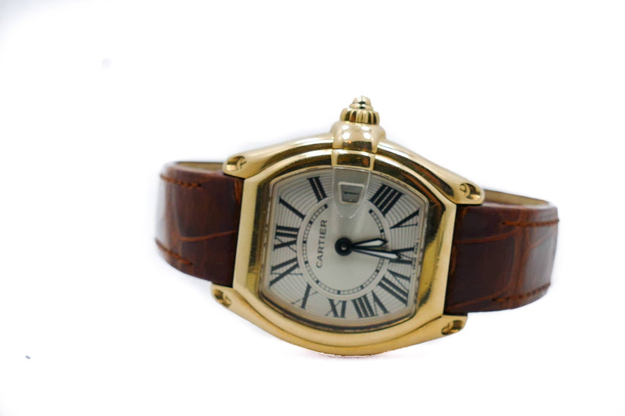 Cartier Lady's Yellow Gold Roadster Wristwatch In Good Condition In Miami, FL