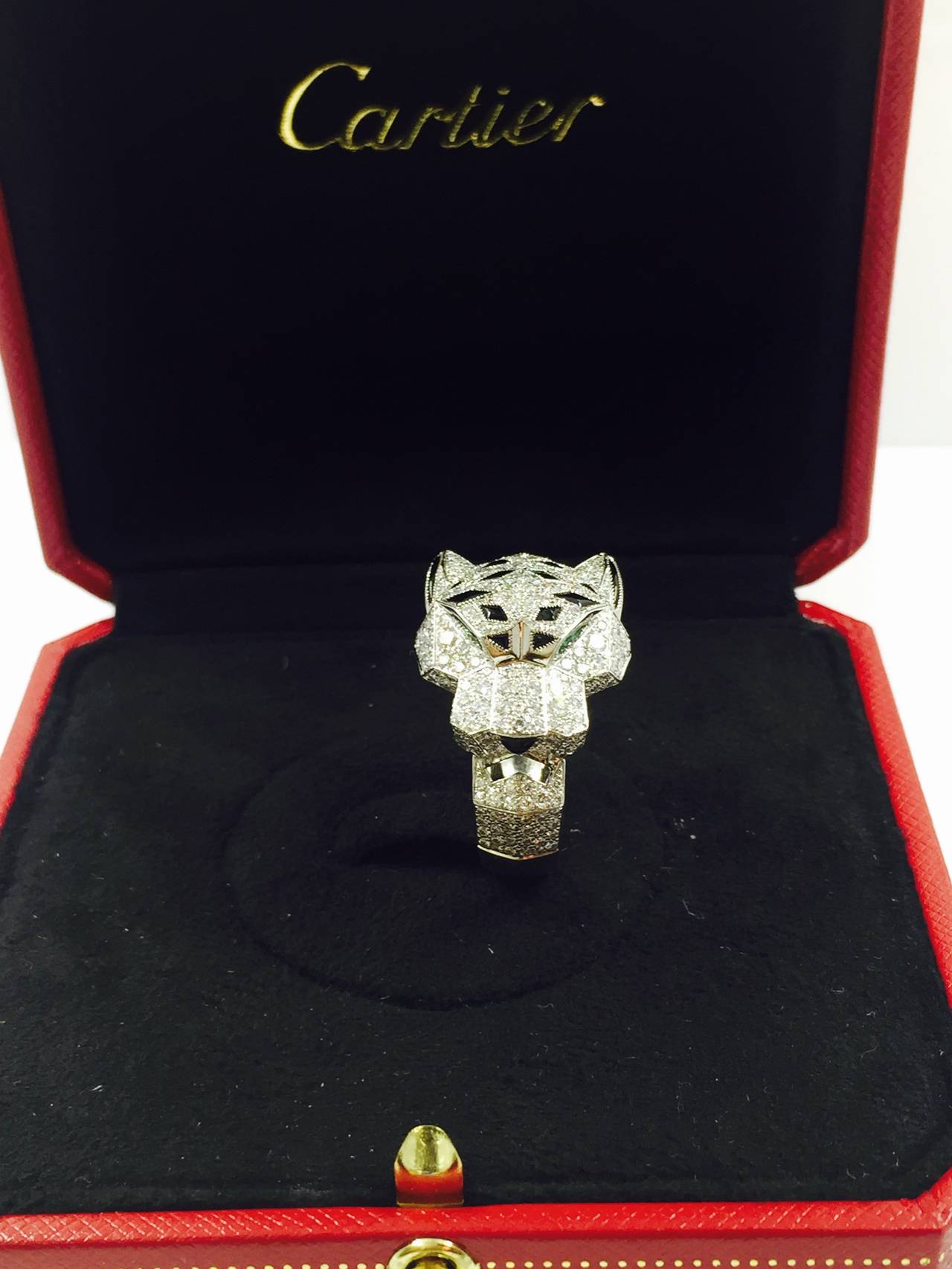 Cartier Panthere Onyx Diamond Gold Ring 1