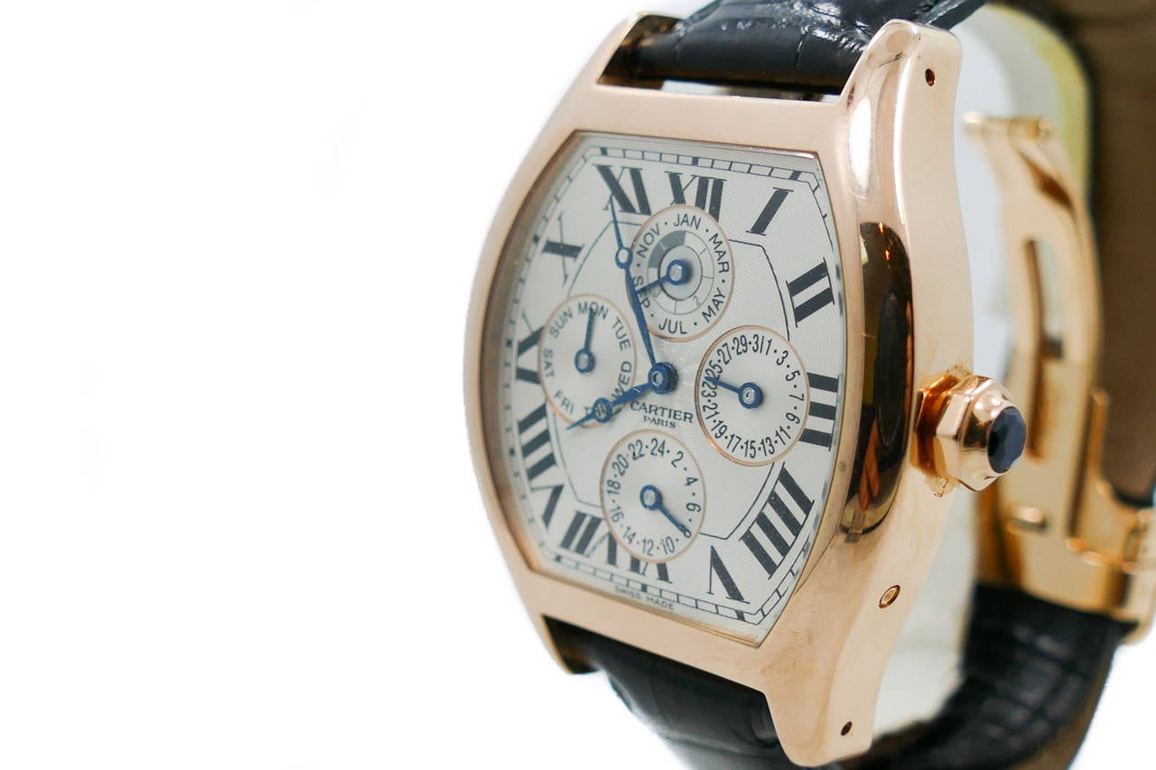 Cartier Rose Gold Tortue Perpetual Calendar XL Automatic Wristwatch 1