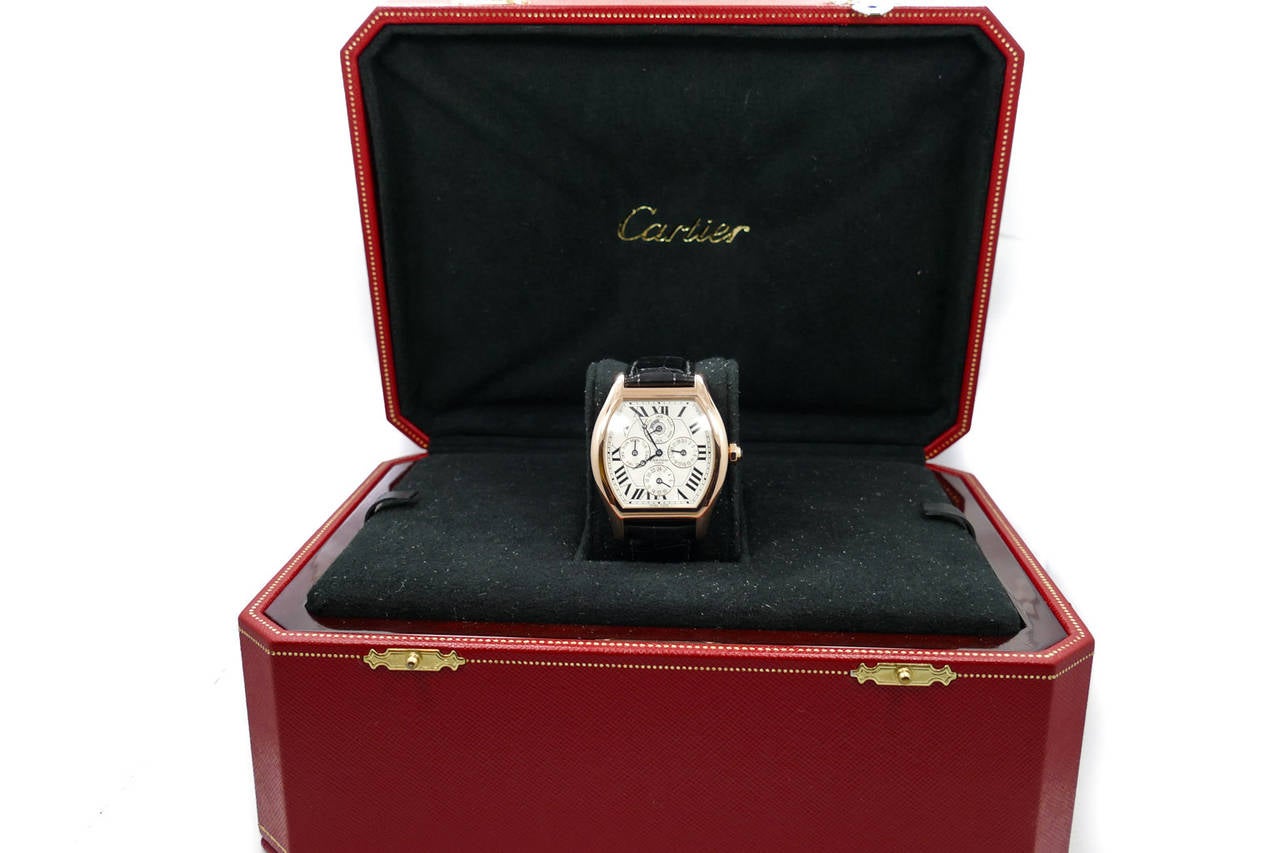 Cartier Rose Gold Tortue Perpetual Calendar XL Automatic Wristwatch 2