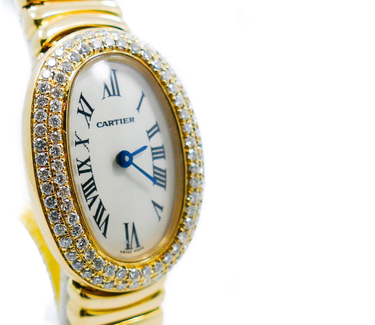 Cartier Lady's Yellow Gold Factory Diamond Bezel Baignoire Mini Wristwatch 1