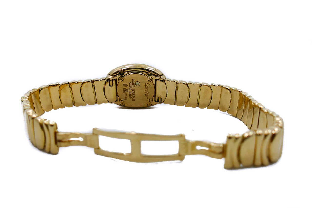 Cartier Lady's Yellow Gold Factory Diamond Bezel Baignoire Mini Wristwatch 4