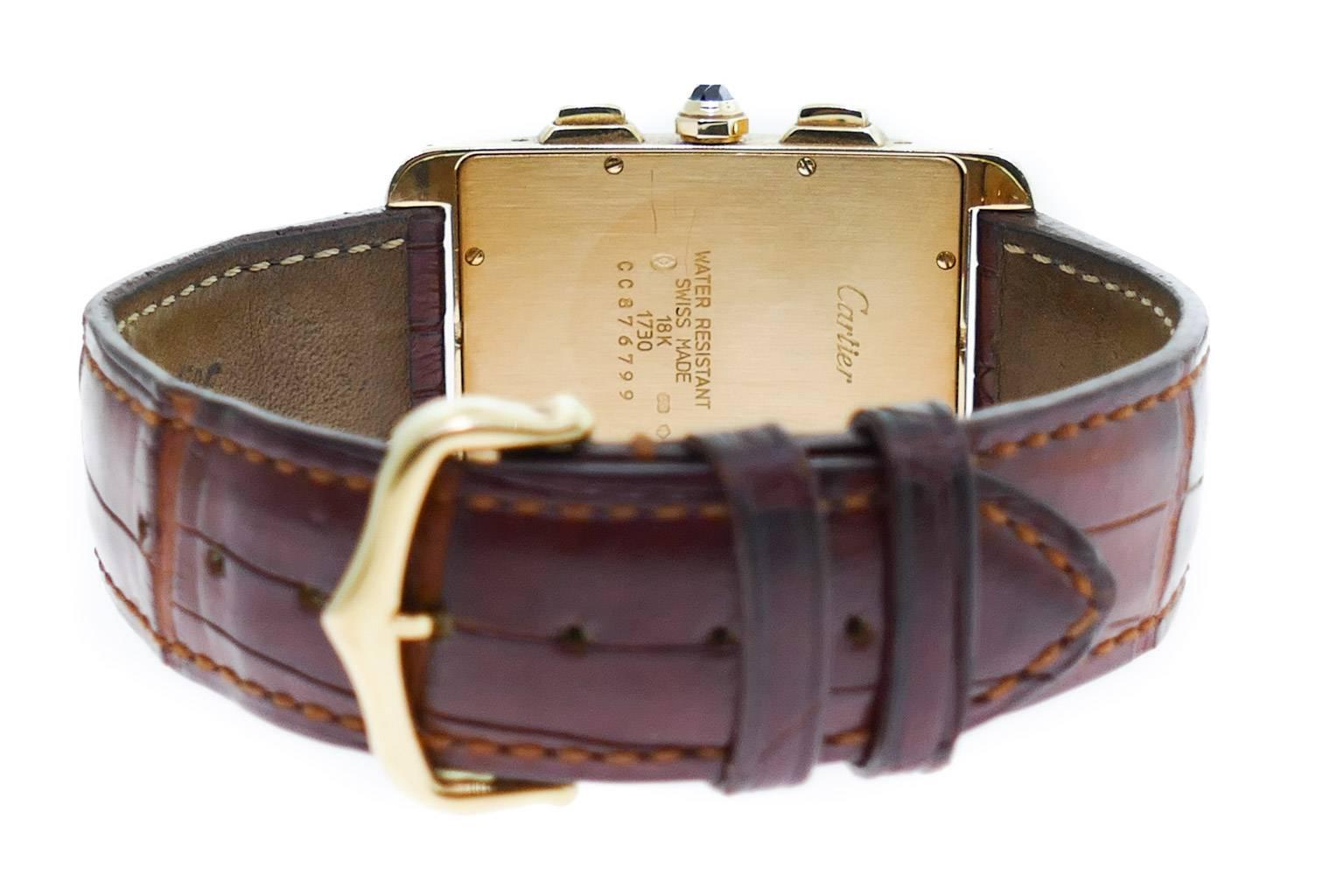 Cartier Yellow Gold Tank Americaine Chronograph Wristwatch 3