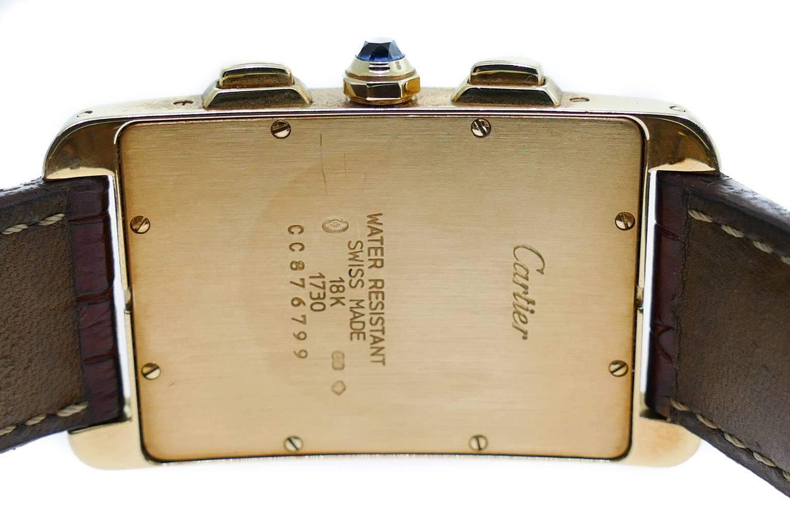 Cartier Yellow Gold Tank Americaine Chronograph Wristwatch 2
