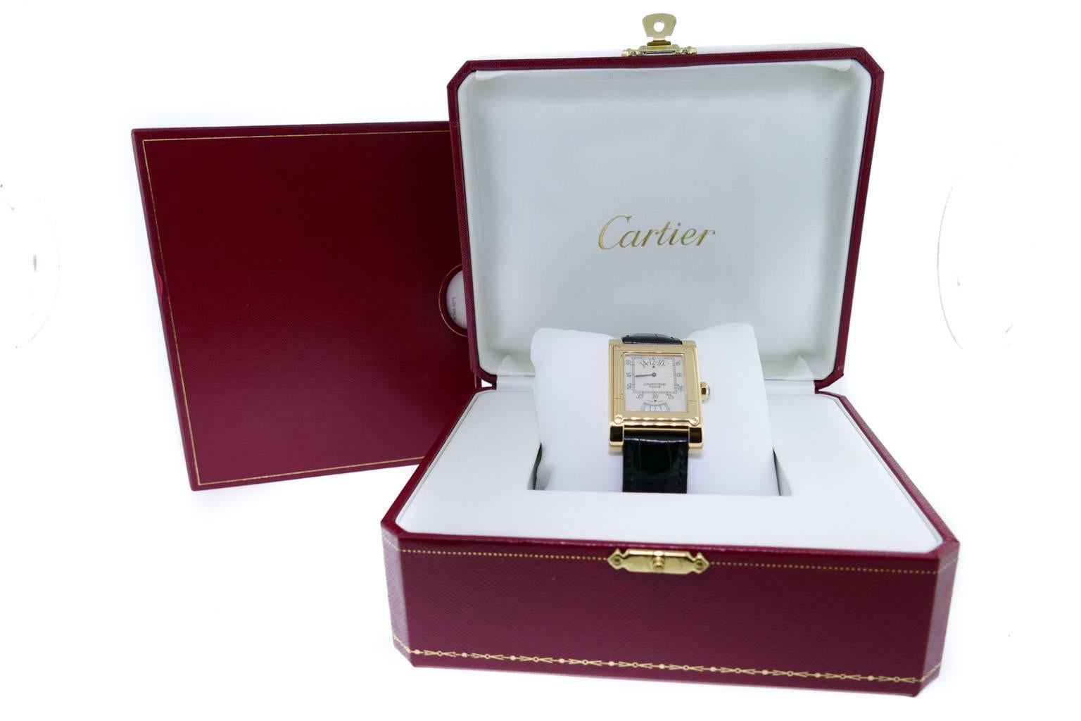 Cartier yellow gold Tank A Vis Jumping Hour Paris Privee Wristwatch Ref W153445 3