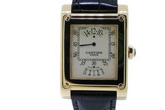 Cartier yellow gold Tank A Vis Jumping Hour Paris Privee Wristwatch Ref W153445