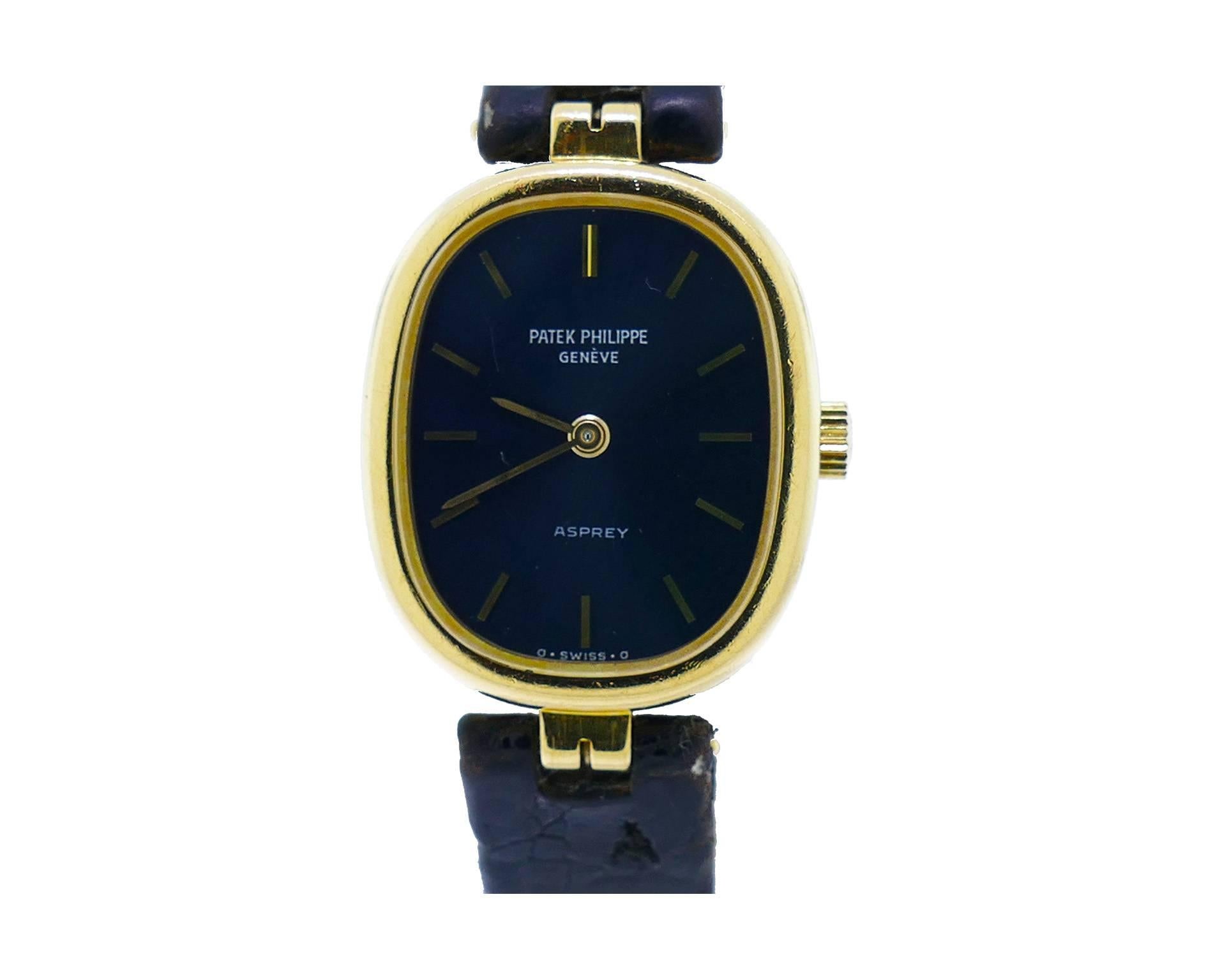 Ladies (20x29mm) Patek Philippe Ellipse 18k Yellow Gold Watch. The Watch is in Good Condition & Keeping Great Time, Movement is Operated by Mechanical Winding. The Watch is on a Patek Strap & Patek 18k Buckle. No Box or Papers. The Watch is