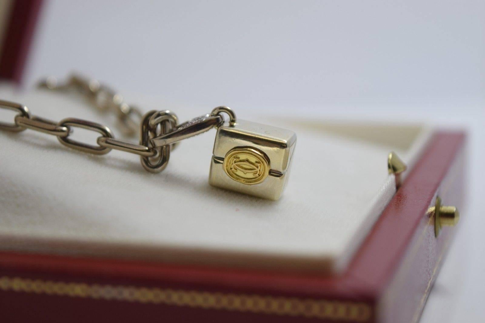 Cartier Two Color Gold Double C Logo Charm Bracelet  In Excellent Condition In Miami, FL